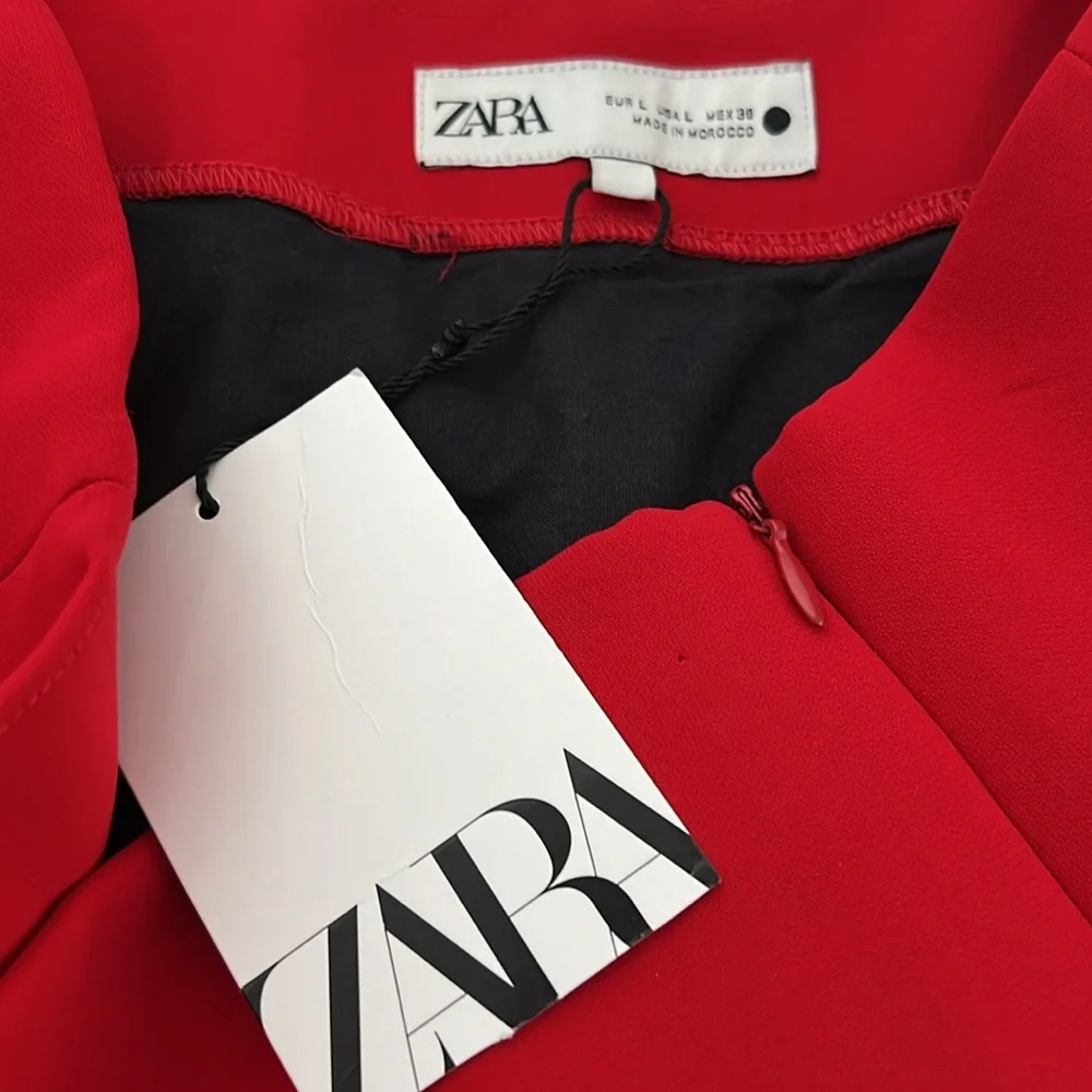 Zara Red Asymmetrical A-Line Mini Skirt NWT size L